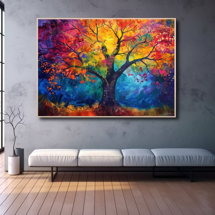 Tableau Arbre Coloré, art mural décoration nature