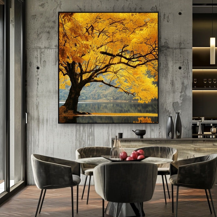 Tableau Arbre Jaune, art mural décoration nature