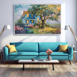 Tableau Arbre Maison, art mural décoration nature