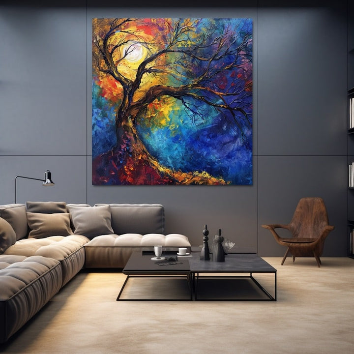 Tableau Arbre Multicolore, art mural décoration nature