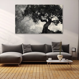 Tableau Arbre Noir et Blanc, art mural décoration nature