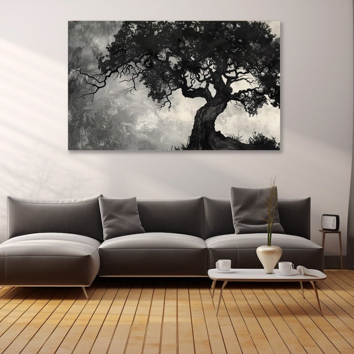 Tableau Arbre Noir et Blanc, art mural décoration nature