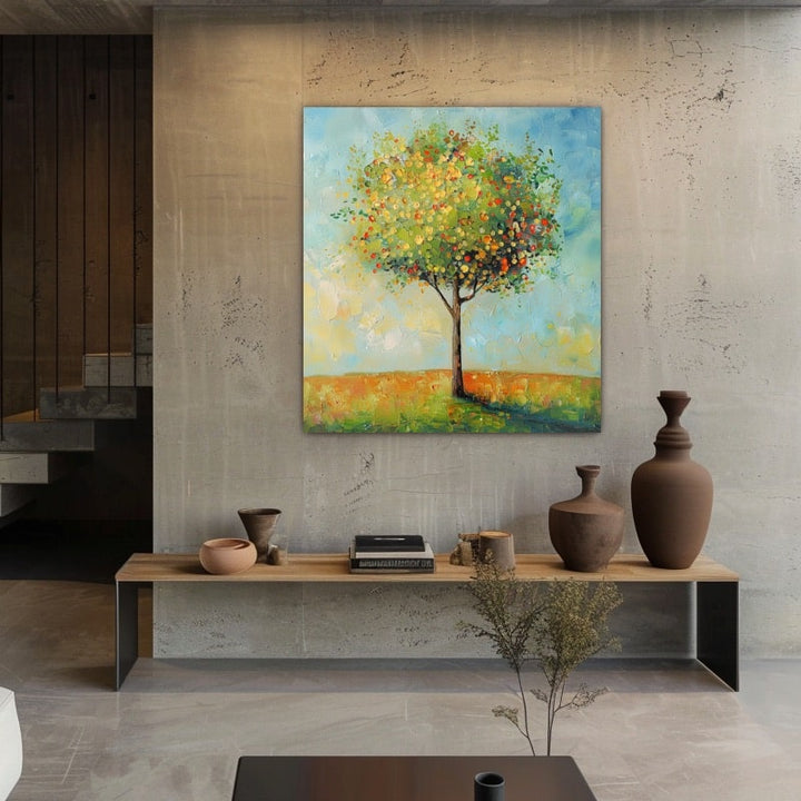Tableau Arbre au Feuillage Multicolore, art mural décoration nature
