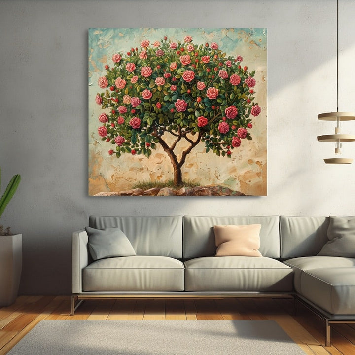 Tableau Arbre Rose, art mural décoration nature