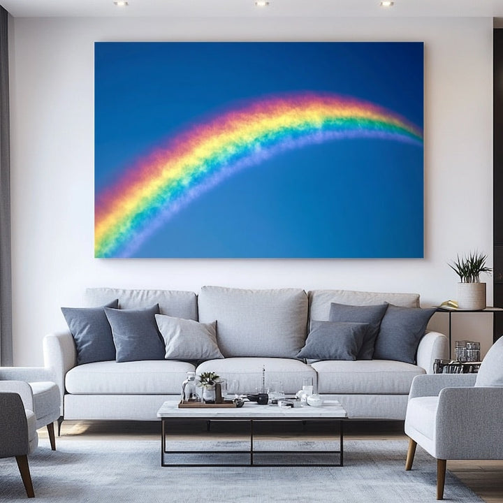 Tableau Arc en Ciel sur Ciel Bleu, art mural décoration nature