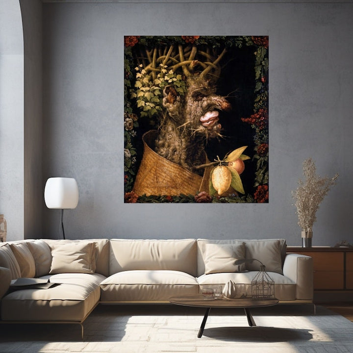 Peinture Arcimboldo L'Hiver, art mural décoration nature