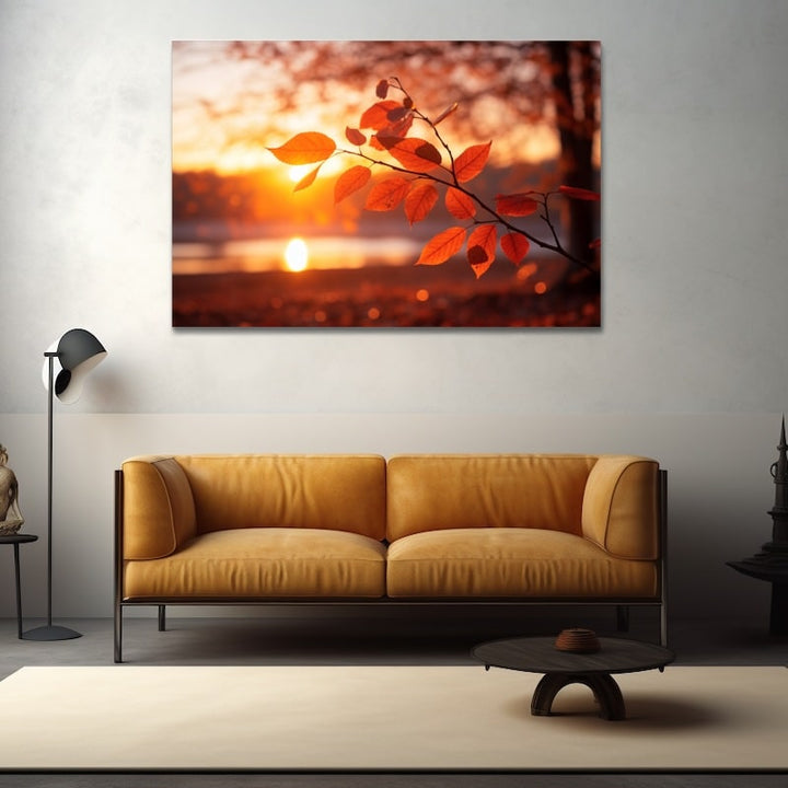 Tableau Automne Coucher de Soleil, art mural décoration nature