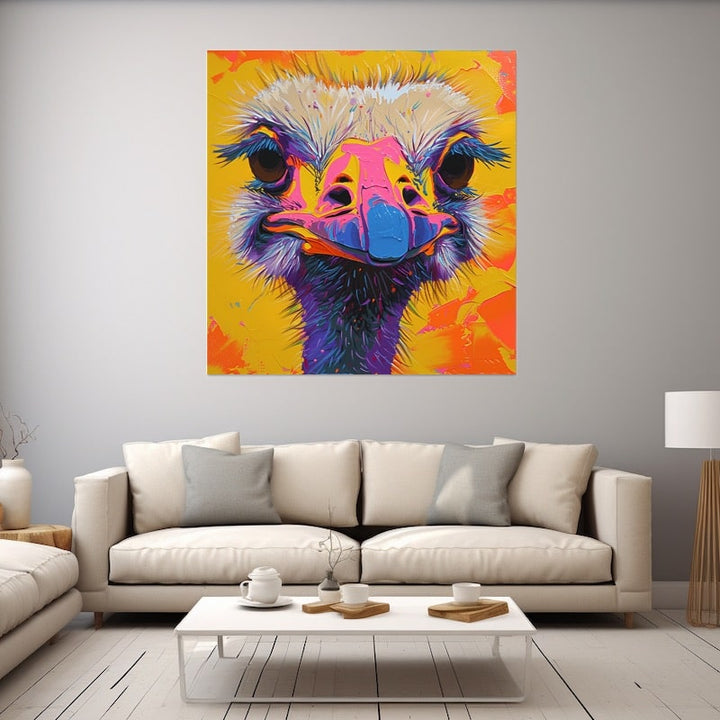 Tableau Autruche Pop Art, art mural décoration nature