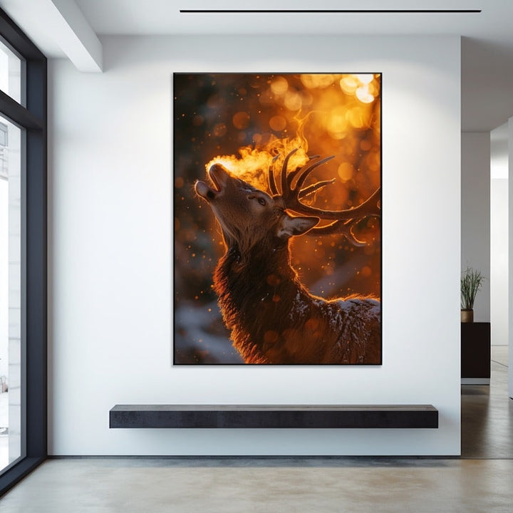 Tableau Cerf Bramant au Couchant, art mural décoration nature