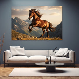 Tableau Cheval Cabré en Montagne, art mural décoration nature