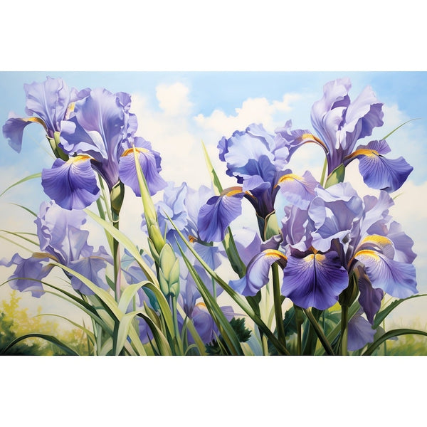 Tableau Iris Lavande sous Ciel Bleu, art mural décoration nature