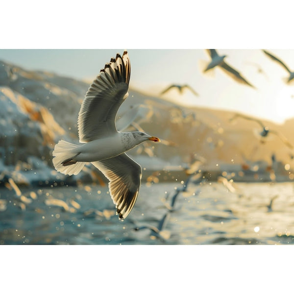 Tableau avec Mouettes, art mural décoration nature, vue 2