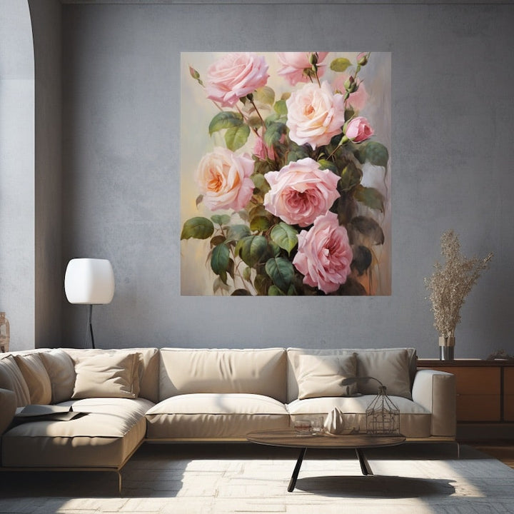 Tableau Bouquet de Roses de Jardin, art mural décoration nature