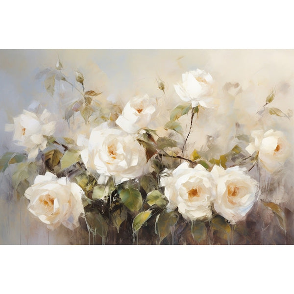 Tableau avec des Roses Blanches, art mural décoration nature