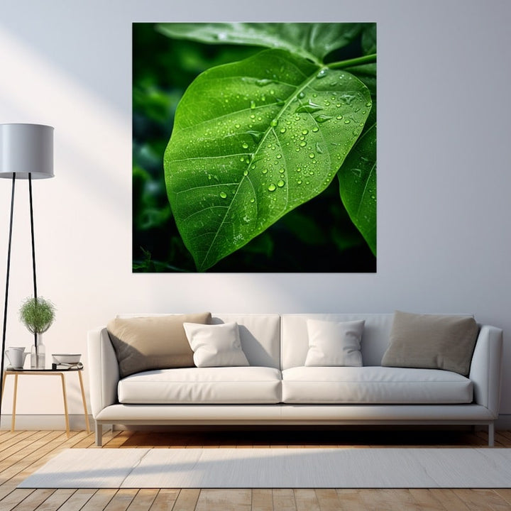 Tableau avec Feuille Verte, art mural décoration nature