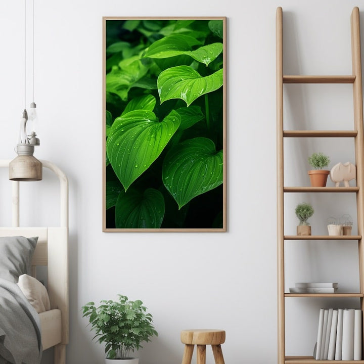 Tableau avec Feuilles Vertes, art mural décoration nature