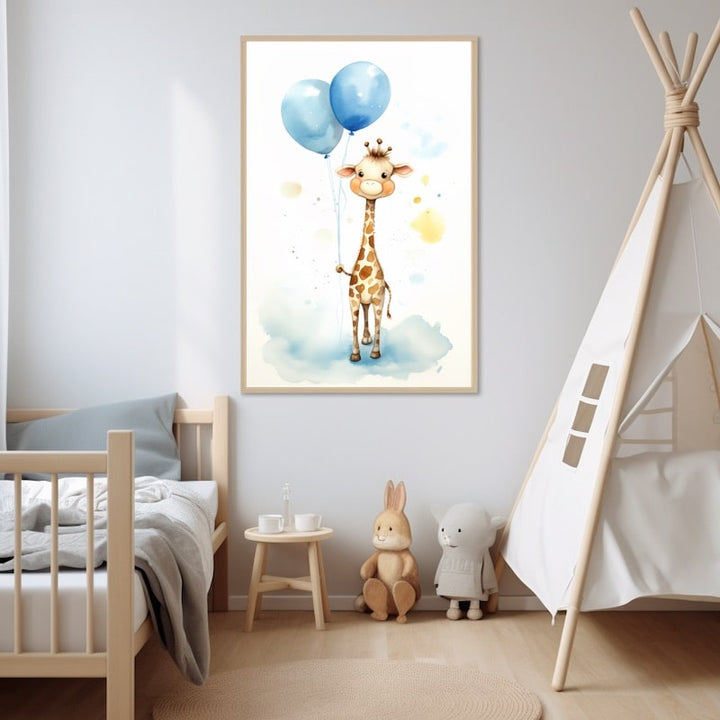 Tableau avec Girafe Bébé Garçon, art mural décoration nature
