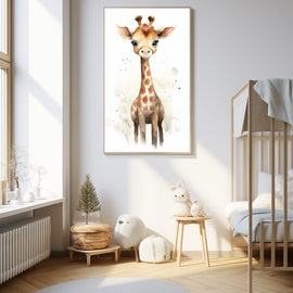 Tableau avec Girafe Bébé, art mural décoration nature