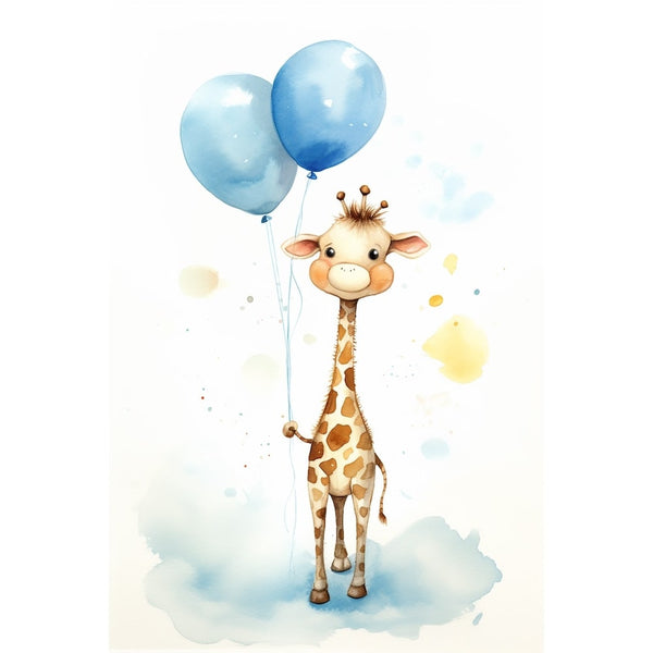 Tableau avec Girafe Bébé Garçon, art mural décoration nature