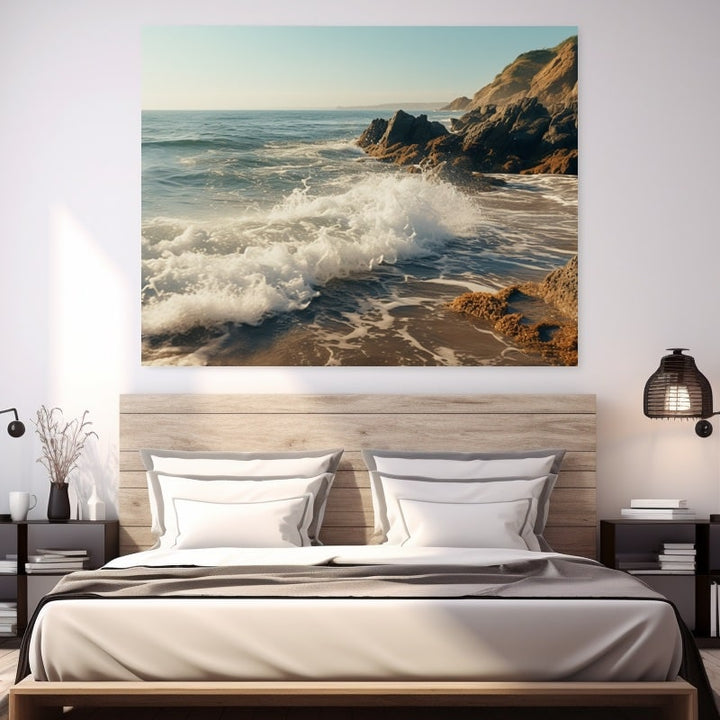 Tableau Vagues sur le Rivage, art mural décoration nature