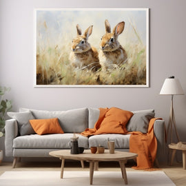 Tableau avec Lapins, art mural décoration nature