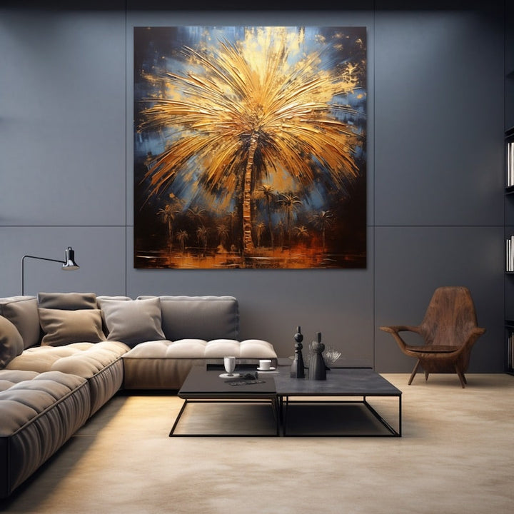 Tableau Palmier Lumineux la Nuit, art mural décoration nature