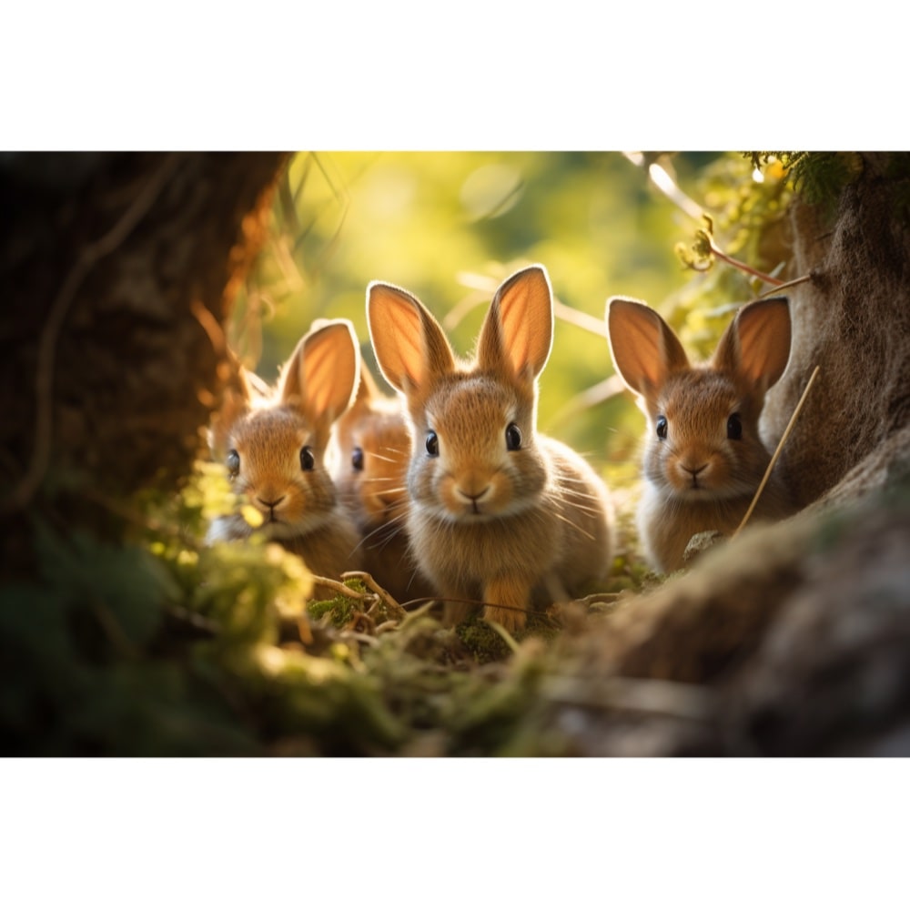 Tableau avec des Petits Lapins, art mural décoration nature