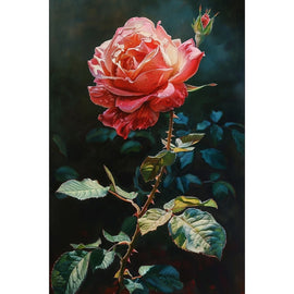 Tableau Rose Corail Épanouie, art mural décoration nature
