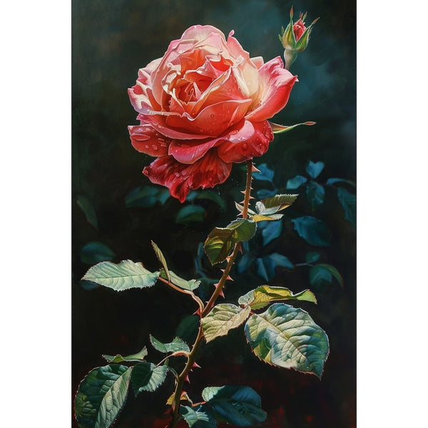 Tableau Rose Corail Épanouie, art mural décoration nature