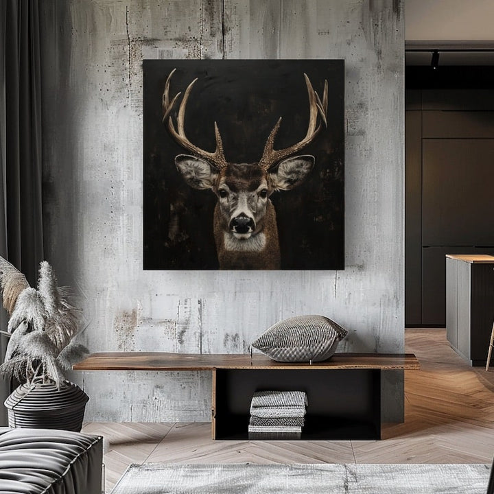 Tableau avec Tête de Cerf, art mural décoration nature