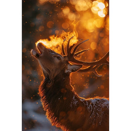 Tableau Cerf Bramant au Couchant, art mural décoration nature