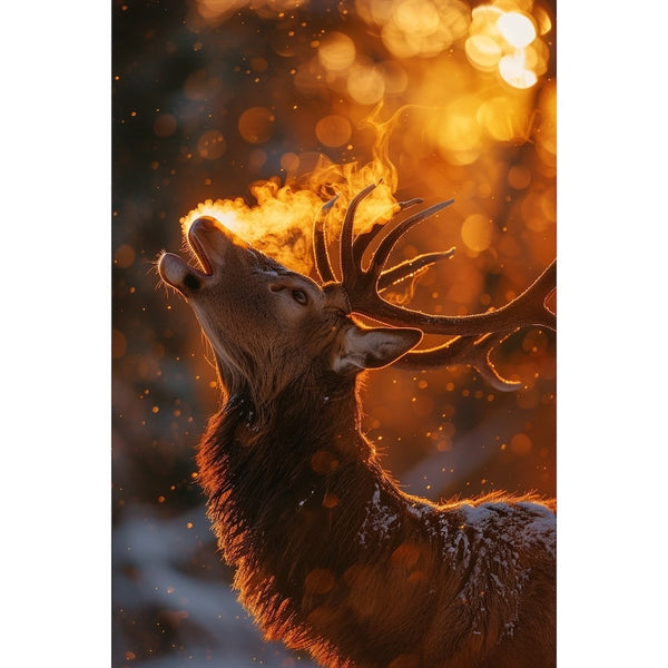 Tableau Cerf Bramant au Couchant, art mural décoration nature