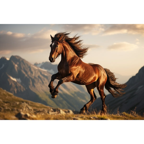 Tableau Cheval Cabré en Montagne, art mural décoration nature
