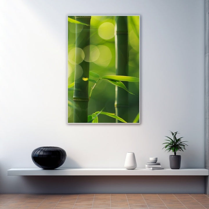 Tableau Bambou Vert, art mural décoration nature