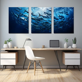 Tableau Banc De Poisson Triptyque