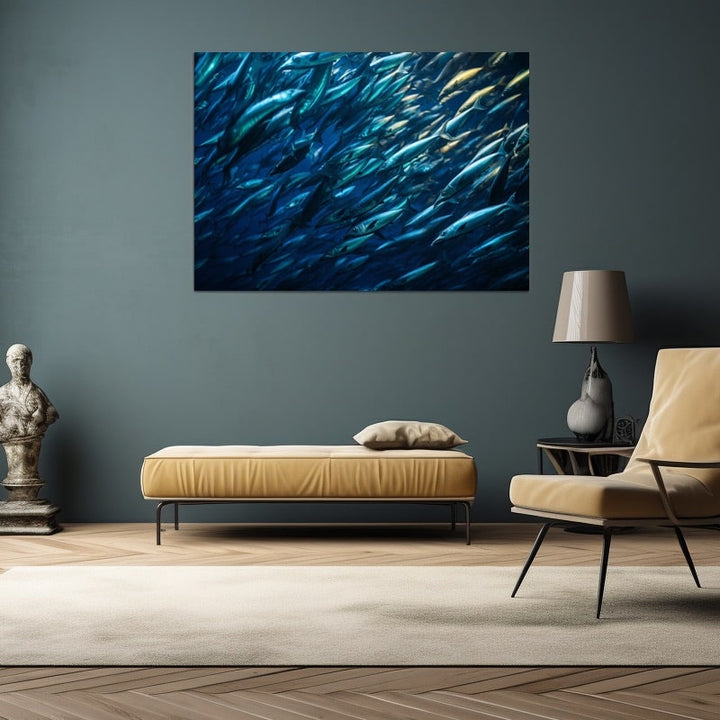 Tableau Banc de Poissons, art mural décoration nature