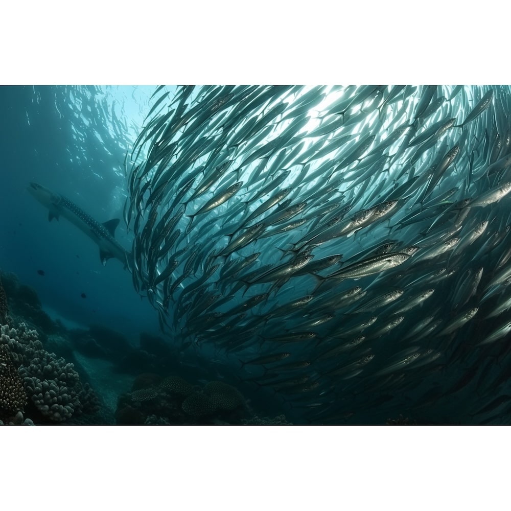 Tableau Banc de Sardines, art mural décoration nature