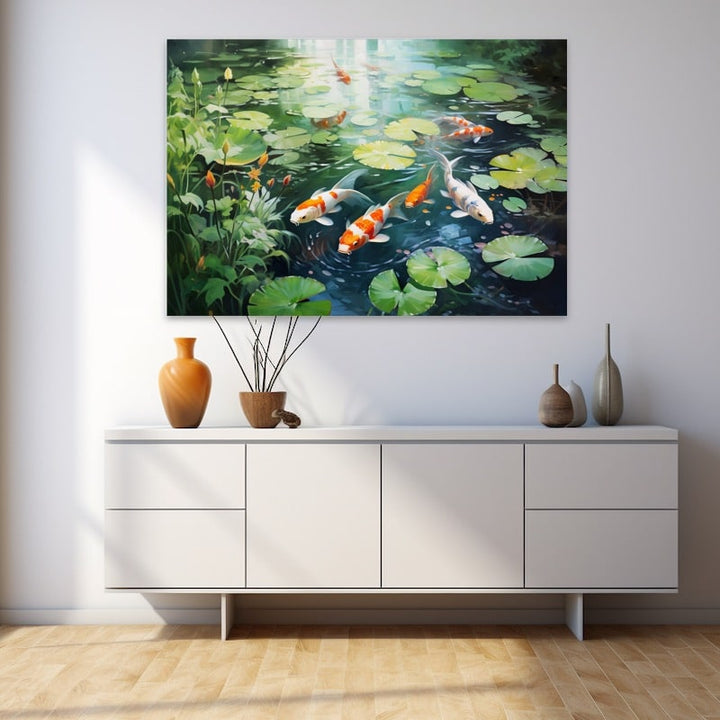 Tableau Bassin à Poisson, art mural décoration nature