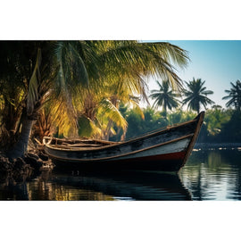 Tableau Bateau et Palmier, art mural décoration nature
