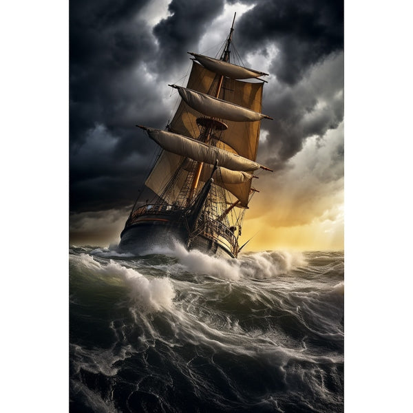 Tableau Bateau Mer Tempête, art mural décoration nature