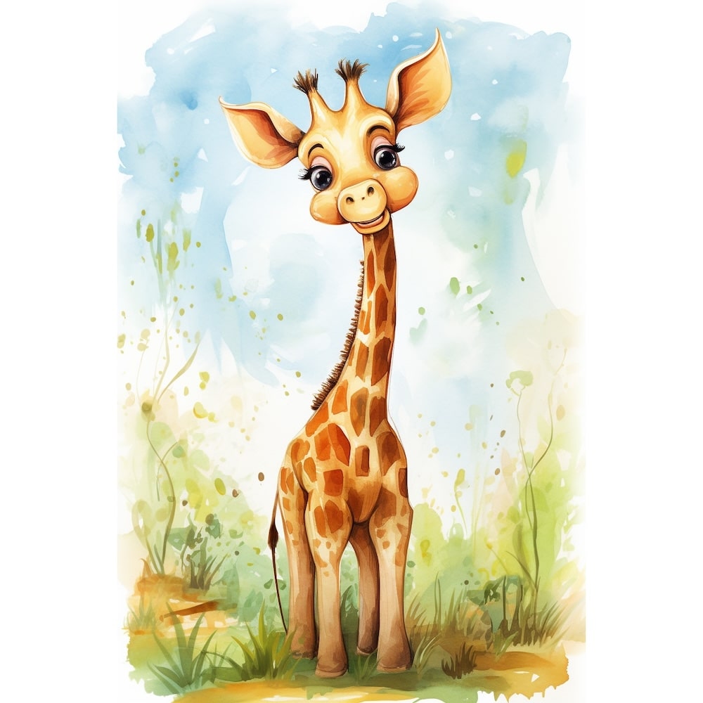 Tableau Girafon à l'Aquarelle, art mural décoration nature