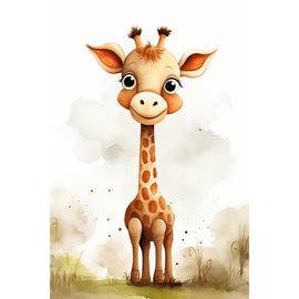 Tableau Bébé Girafe de Face, art mural décoration nature