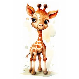 Tableau Aquarelle Bébé Girafe, art mural décoration nature