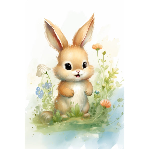 Tableau Chambre Bébé Lapin Couleur, art mural décoration nature
