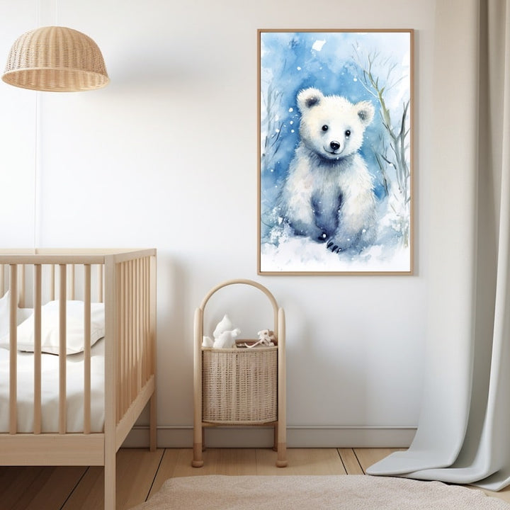Tableau Bébé Ours Polaire, art mural décoration nature
