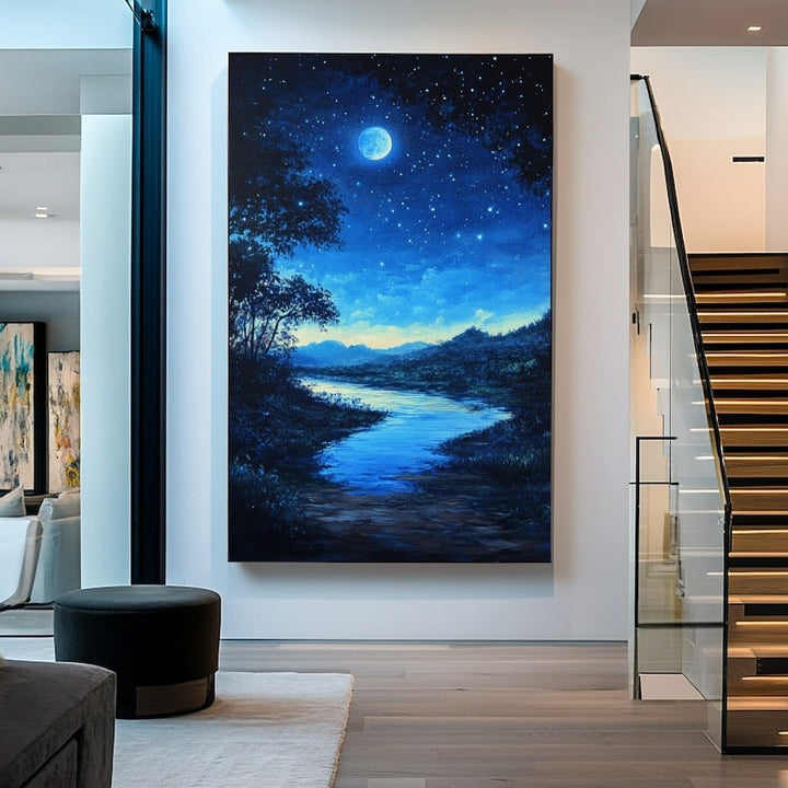 Tableau Bleu Nuit, art mural décoration nature