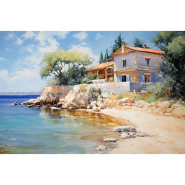 Tableau Maison Bord de Mer, art mural décoration nature