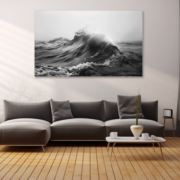 Tableau Bord de Mer Noir et Blanc, art mural décoration nature