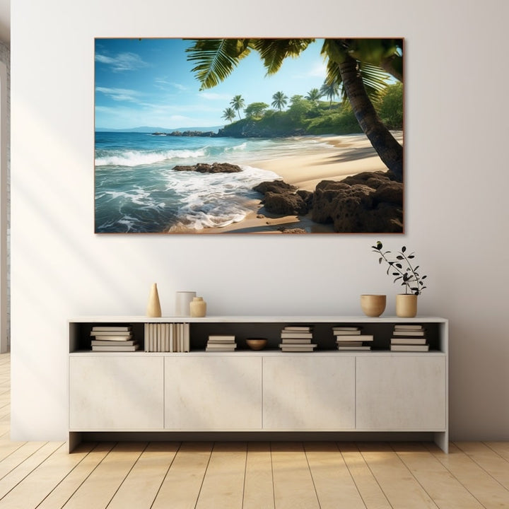 Tableau Bord de Mer Palmier, art mural décoration nature