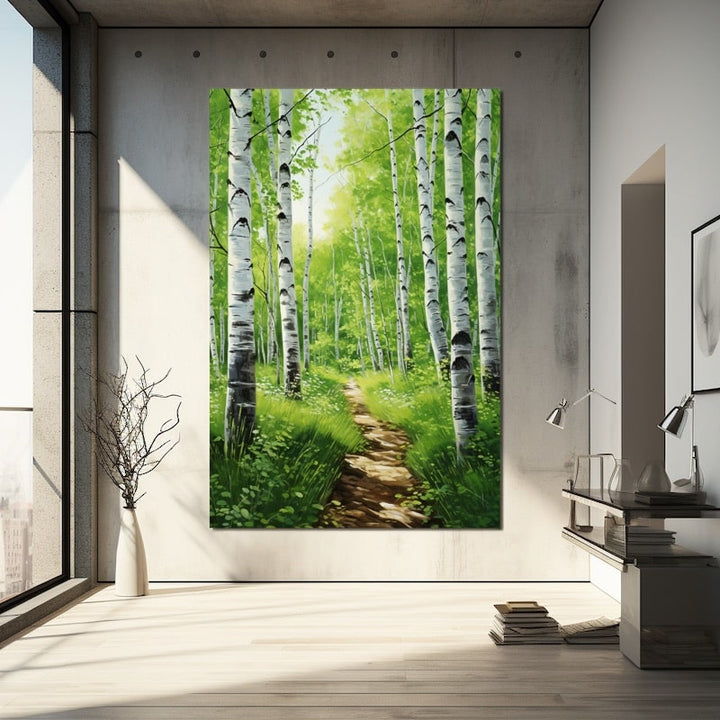 Tableau Bouleau Acrylique, art mural décoration nature